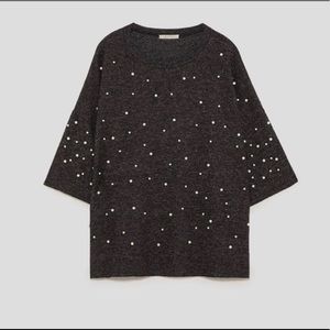 ZARA SOFT SHIRT W/FAUX PEARLS